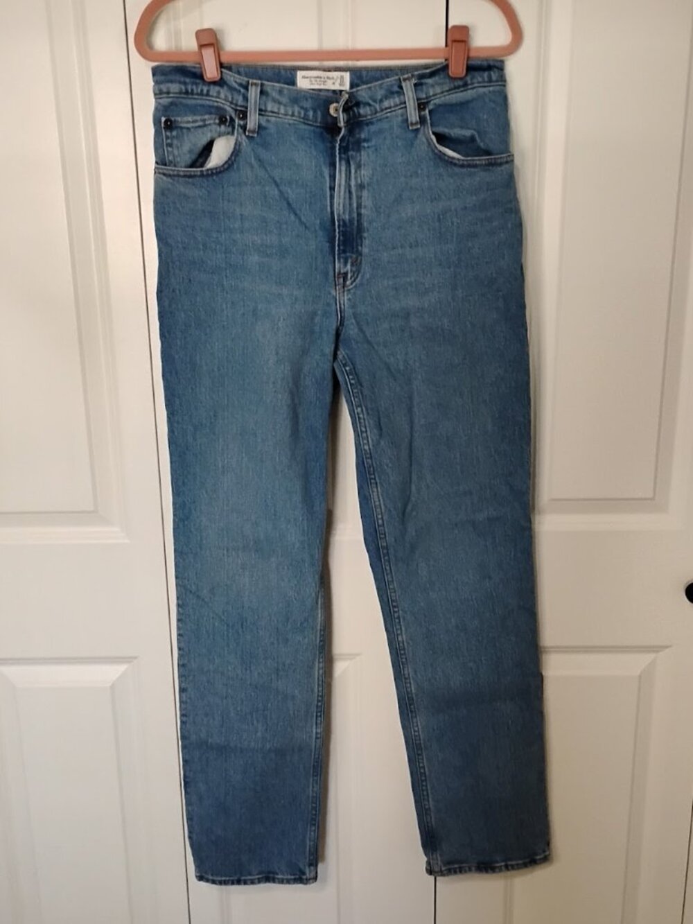 Abercrombie & Fitch Women's Blue The ’90s Straight Ultra High-Rise Jeans 31/12L